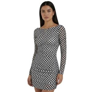 Baum und Pferdgarten Jeaneux Checkered Mesh Dress Size XS EUC Long Sleeve Mini